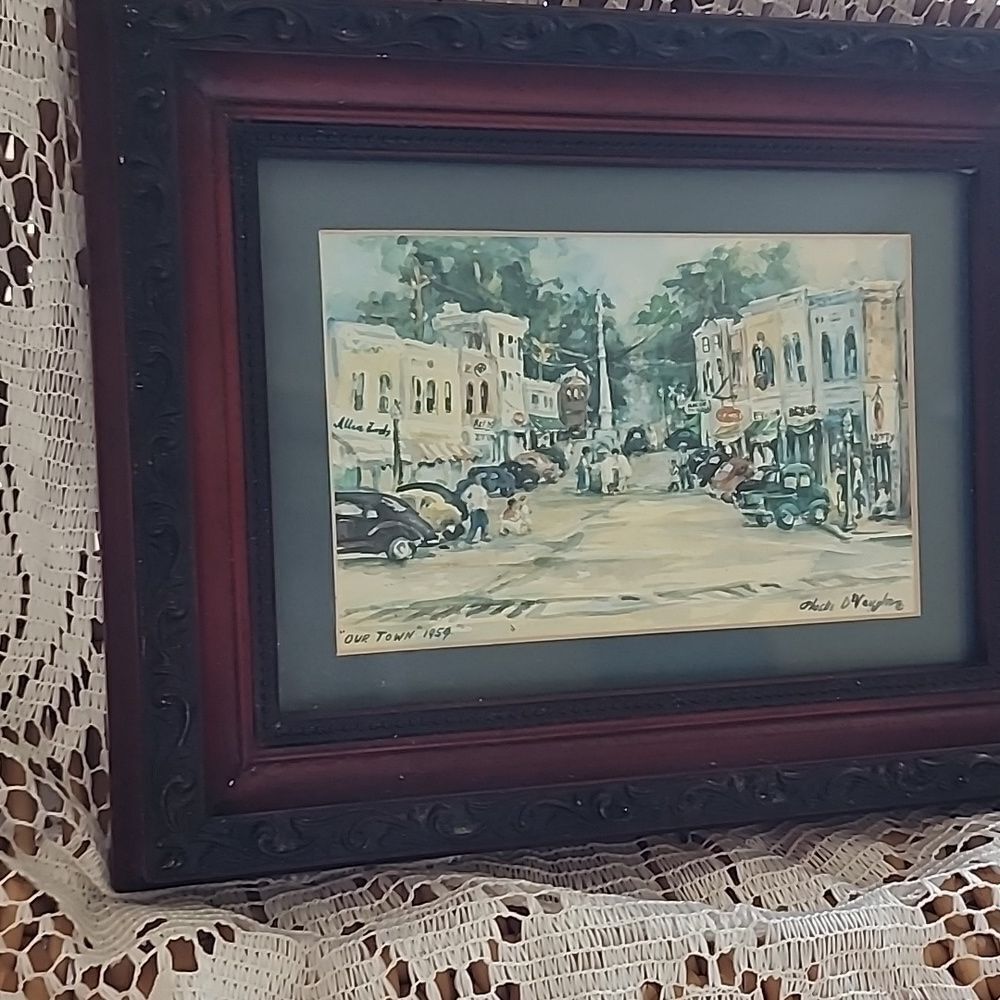 Vintage Framed Phoebe DeVaughn Print 'Our Town' 1959